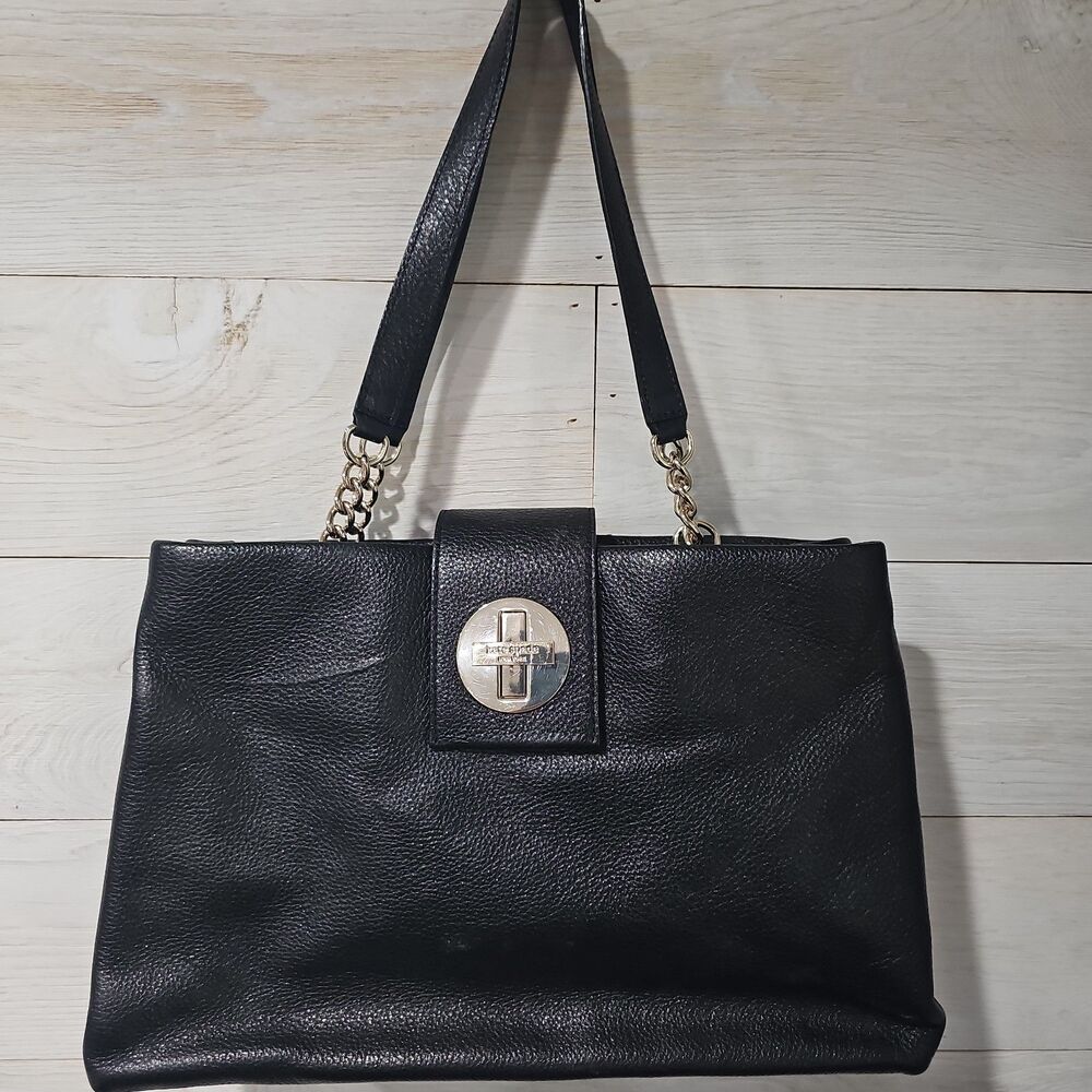 Kate Spade New York Elena Tote Town Road Black Sparkle Leather Handbag